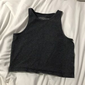 GRAY HALTER CROP TOP
